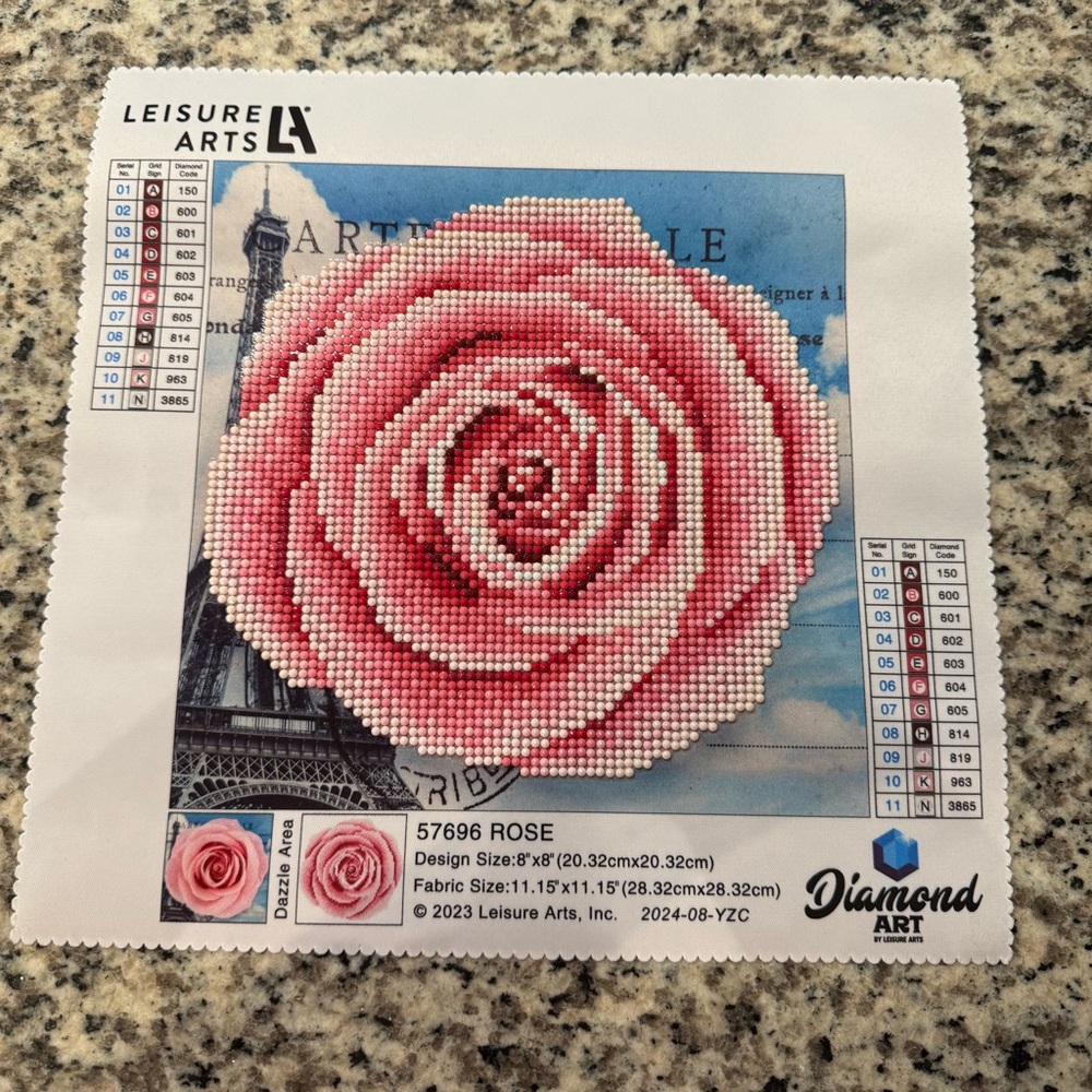 Diamond Art Rose Leisure Arts Completed/Unframed/Sealed